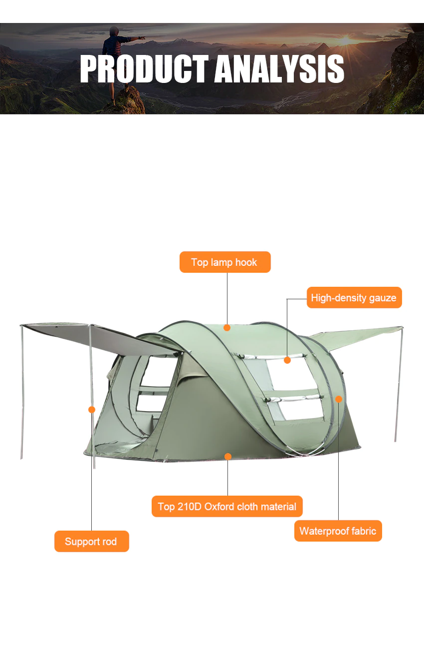 Cheap Goat Tents Portable Camping Automatic Open Tents Outdoor Big Space 3 8 Person Windbreak Double Layer Waterproof 4 Season Hiking Beach Tents Tents 